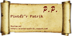 Pintér Patrik névjegykártya