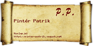 Pintér Patrik névjegykártya